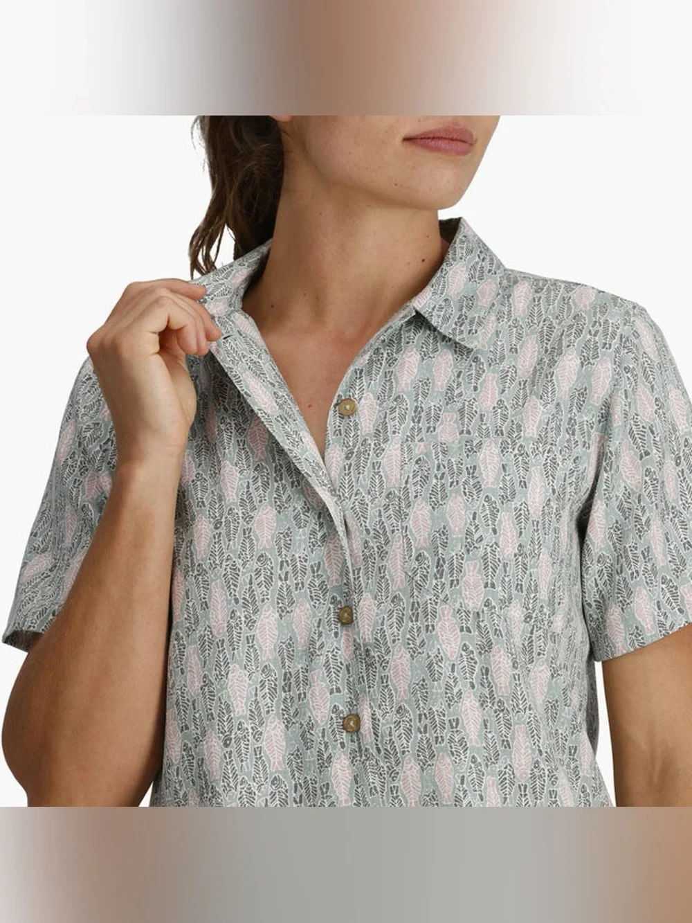 Royal Robbins Women’s Camino Pucker Short Sleeve Shirt Size Small NWT Sage Fish - Picture 2 of 10